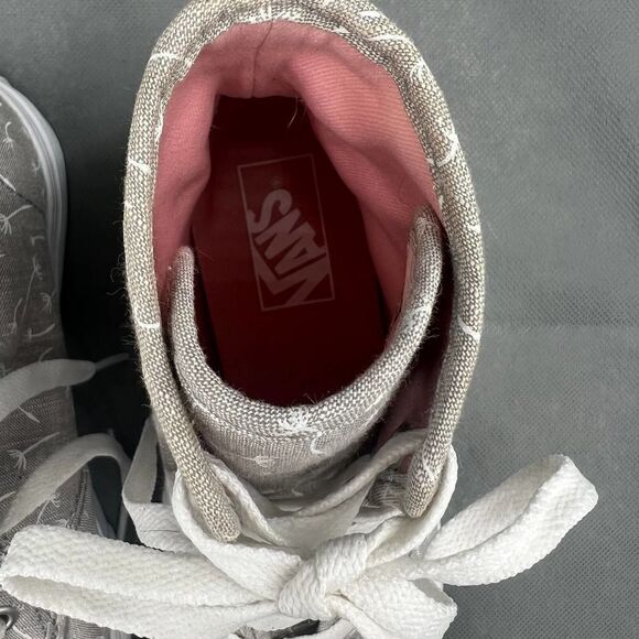 Vans Camden High-Top Gray White Canvas Dandelion Print Sneakers Size 7.5 - Picture 15 of 16
